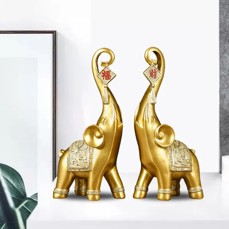Double Asian Elephant Statues