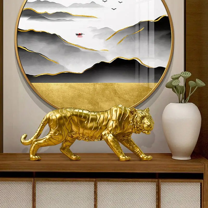 Golden Resin Tiger Figurines