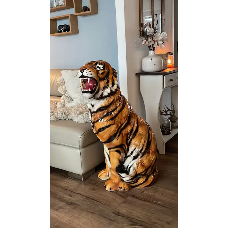 Realistic Sitting Tiger Statue