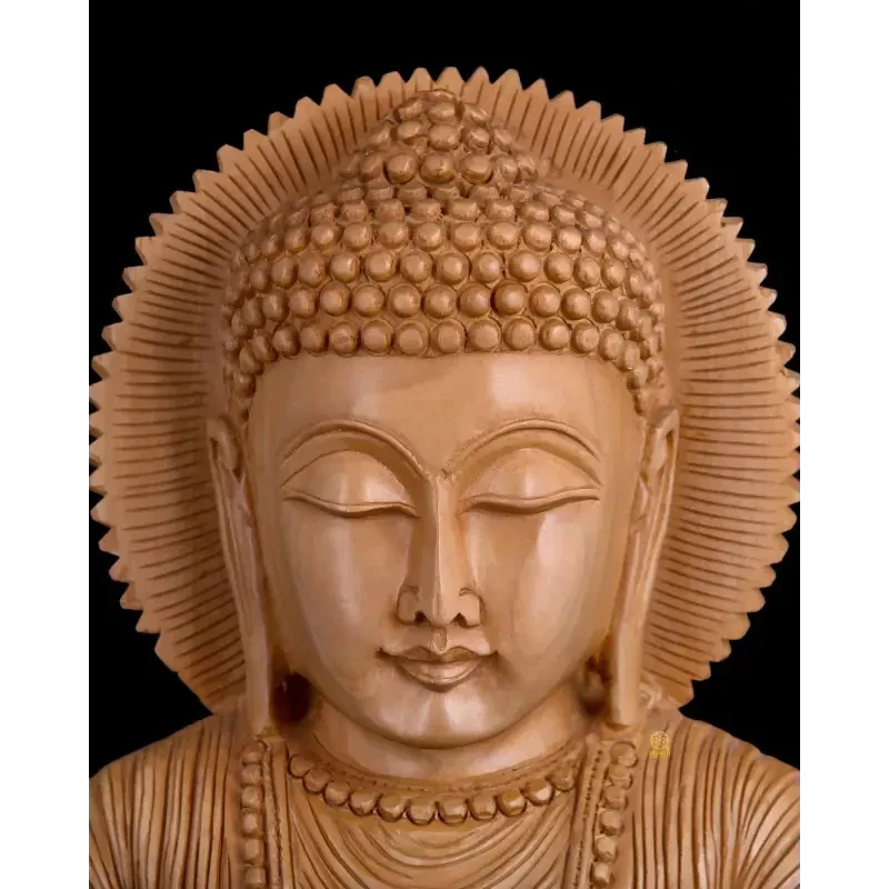 Wooden 26cm Buddha Bust Statue