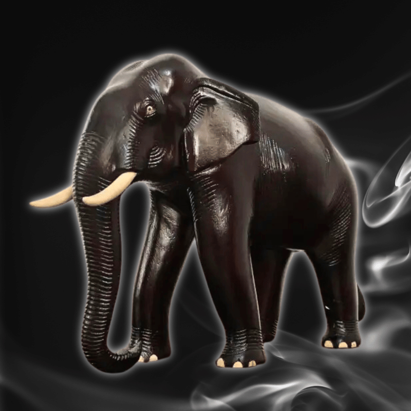 Hand-Carved Asian Elephant Statue