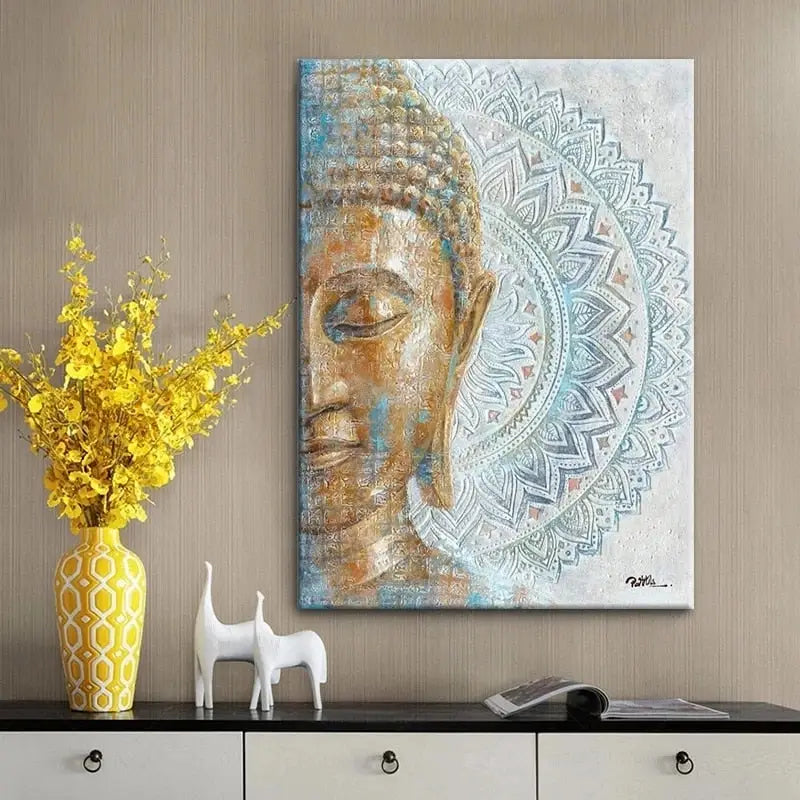 Mandala Buddha head painting