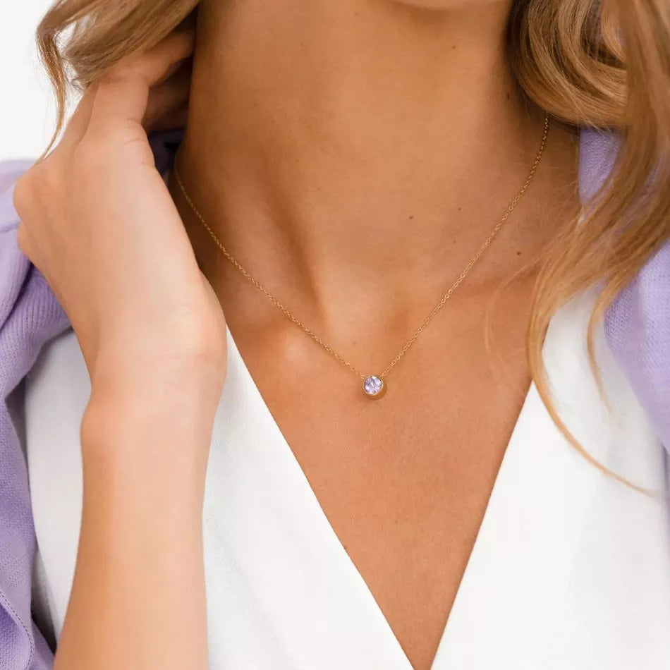 Birthstone Necklace Natural Gemstone Pendant - Personalized Crystal Jewelry | Buddhive