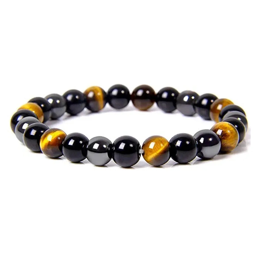 Tiger Eye Obsidian Hematite Protection Bracelet - Natural Stone AAA Grade 10mm | Buddhive