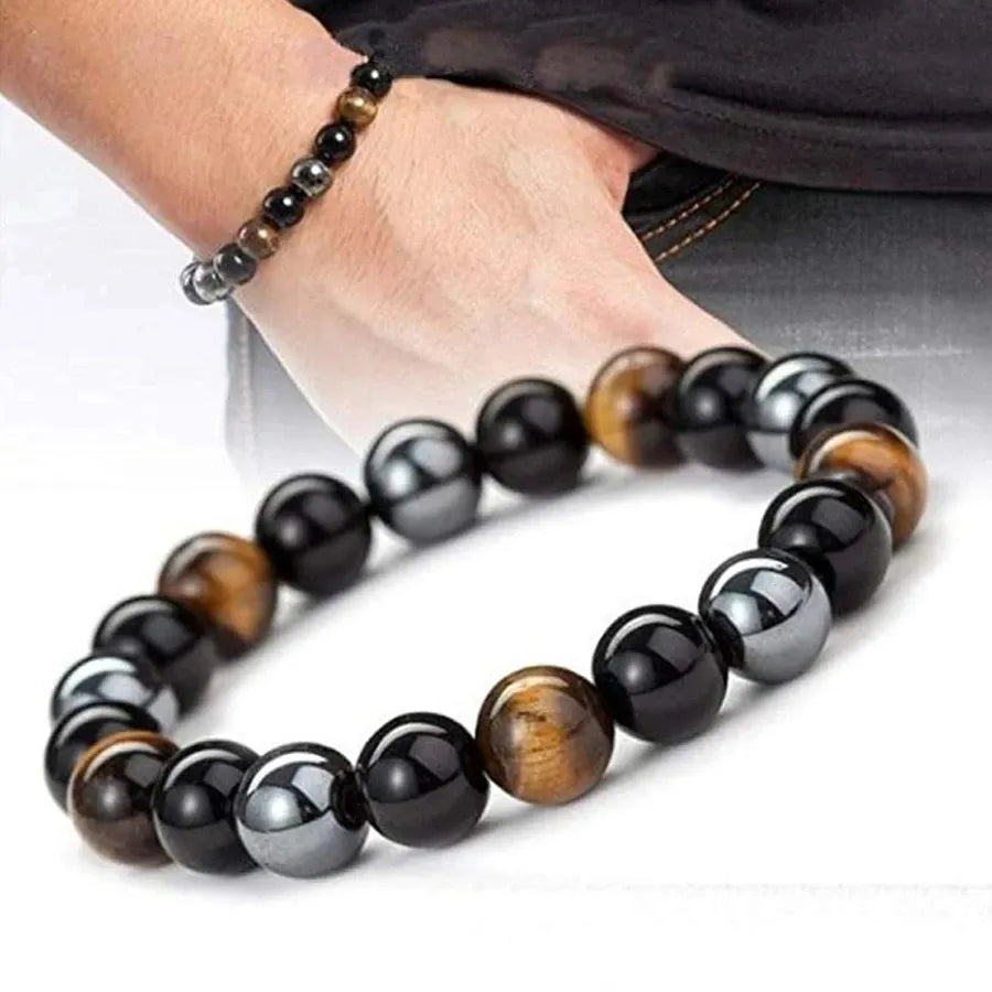Tiger Eye Obsidian Hematite Protection Bracelet - Natural Stone AAA Grade 10mm | Buddhive