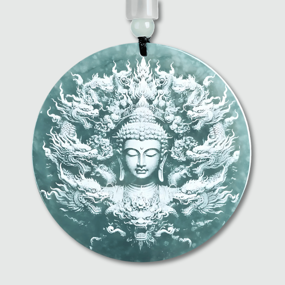 Buddhist Amulet Blue Buddha Burma Jade Pendant - Handcrafted Protection Charm | Buddhive