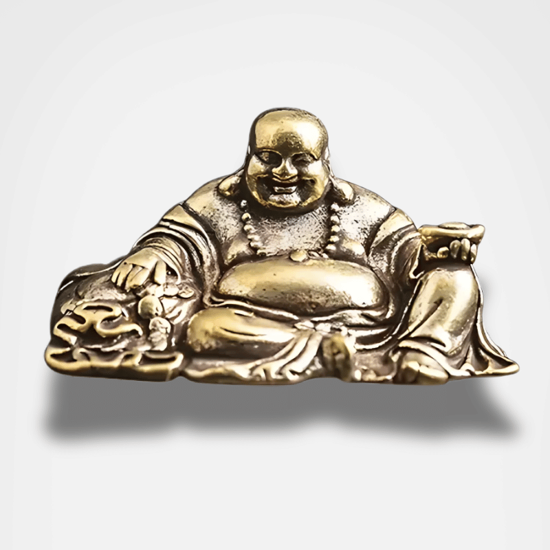 Laughing Buddha Amulet Keychain Pendant - Pure Copper Buddhist Charm for Good Luck | Buddhive