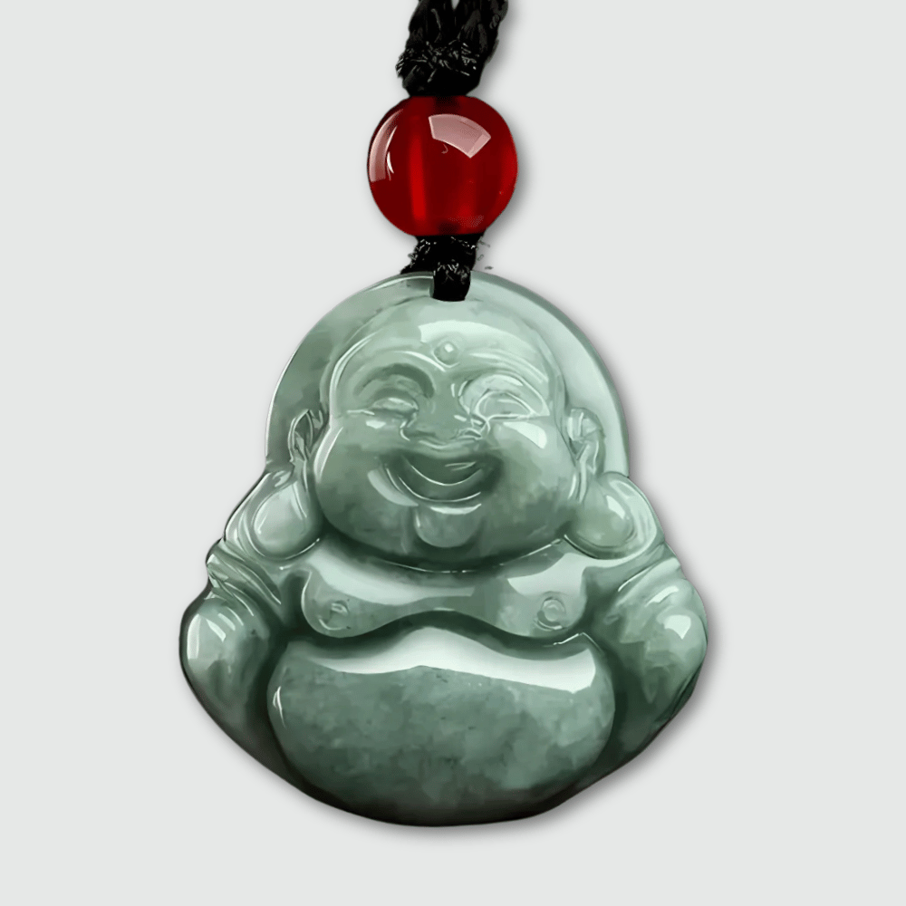 Green Jade Buddha Amulet Necklace - Natural Grade A Jade - Protection & Harmony | Buddhive
