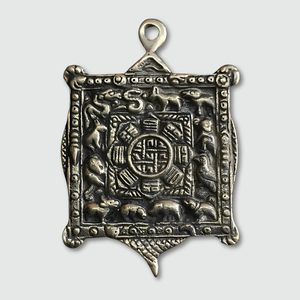 Buddhist Zodiac Amulet Necklace - 12 Animals Double-Sided Copper Pendant | Buddhive