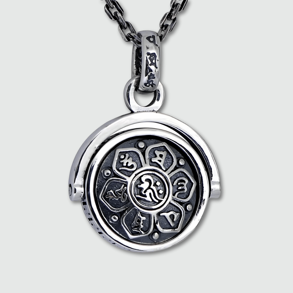 Buddhist Amulet Rotating 6 Mantras - 925 Sterling Silver Pendant | Buddhive