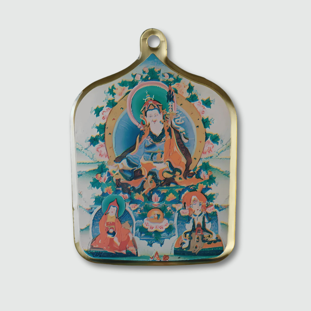 Tibetan Buddhist Amulet Pendant - Rectangle Solitaire Sacred Talisman | Buddhive