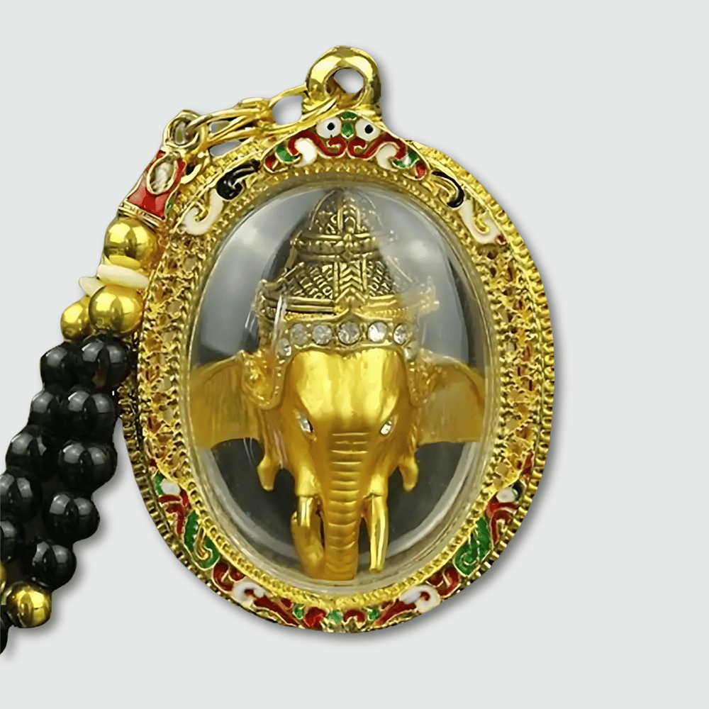 Gold Ganesh Amulet Necklace - Buddhist Protection Pendant with Chain | Buddhive