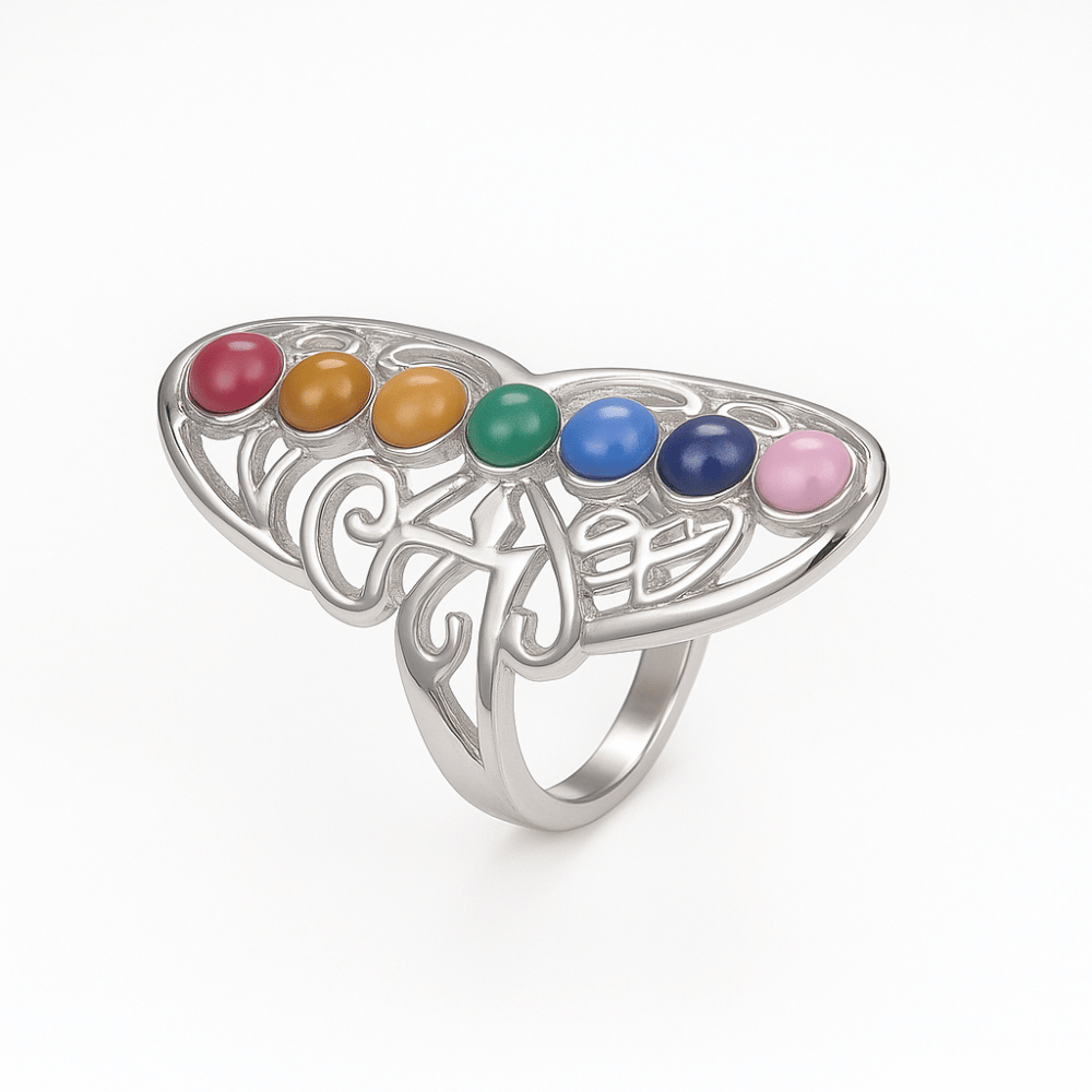 7 Chakra Ring Adjustable Zinc Alloy - Energy Balance & Spiritual Healing Jewelry | Buddhive