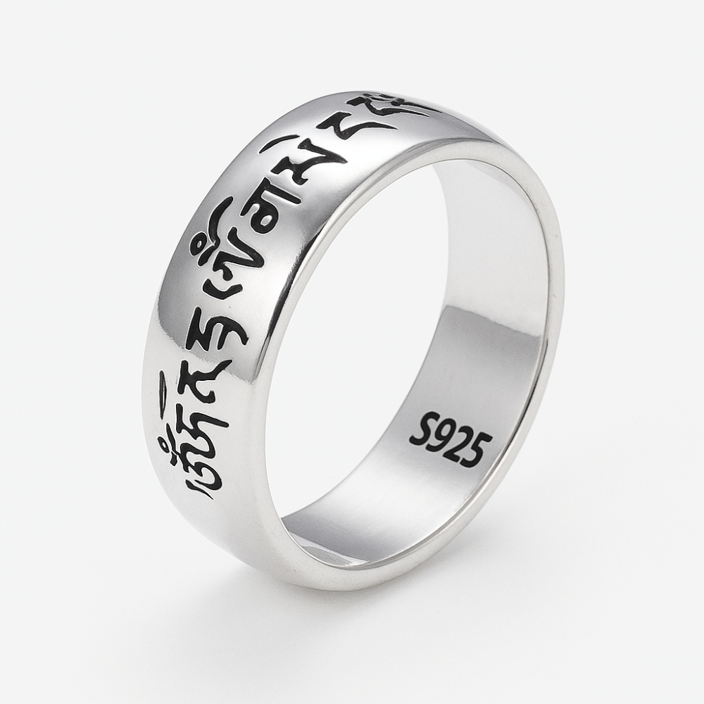 Tibetan Silver Ring - Handcrafted Buddhist Sterling Silver Band | Buddhive