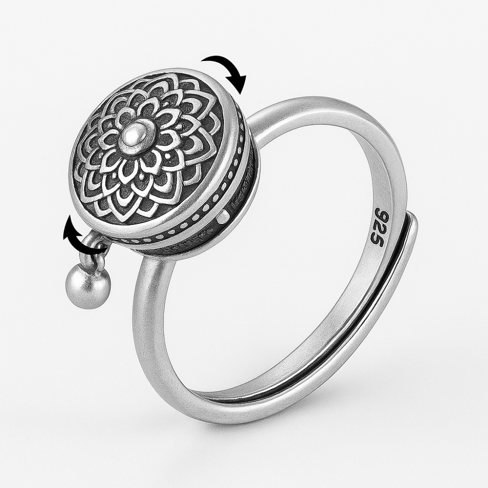 Buddhist Spinner Ring Anti-Stress 925 Sterling Silver | Adjustable Anxiety Relief Meditation Ring | Buddhive