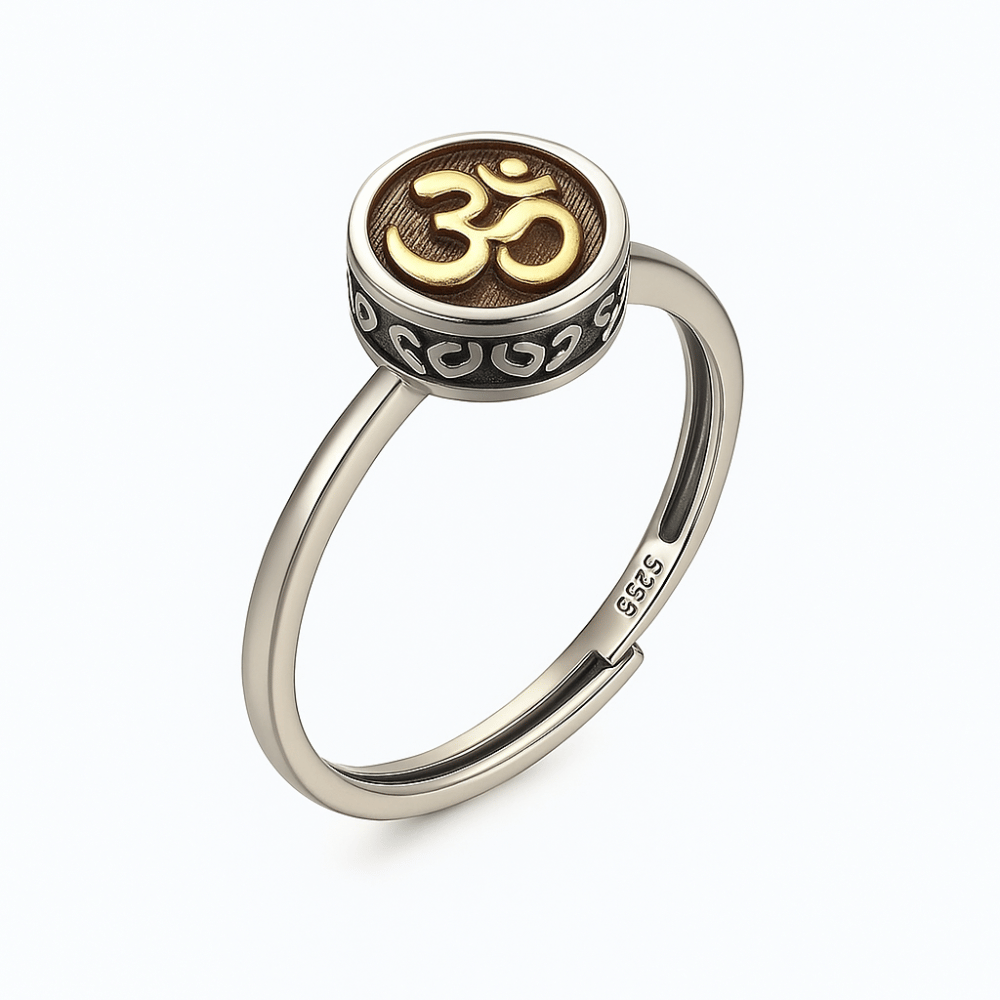 Spinning Om Ring Buddhist Adjustable Vintage Band - Meditation Prayer Jewelry | Buddhive