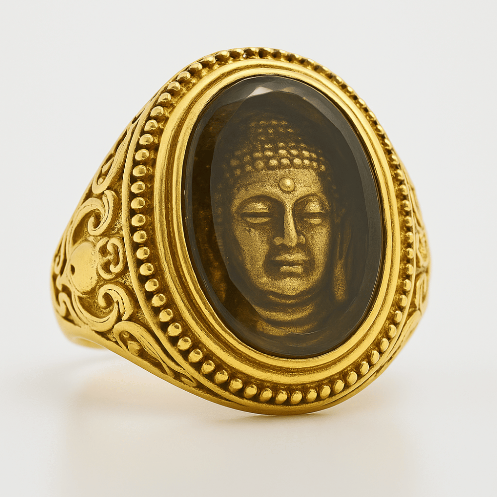 Thai Buddha Ring Gold Tone Stainless Steel - Buddhist Meditation Jewelry | Buddhive
