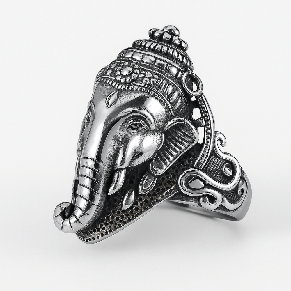 Ganesh Ring Stainless Steel Buddhist Jewelry - Elephant God Symbol | Buddhive