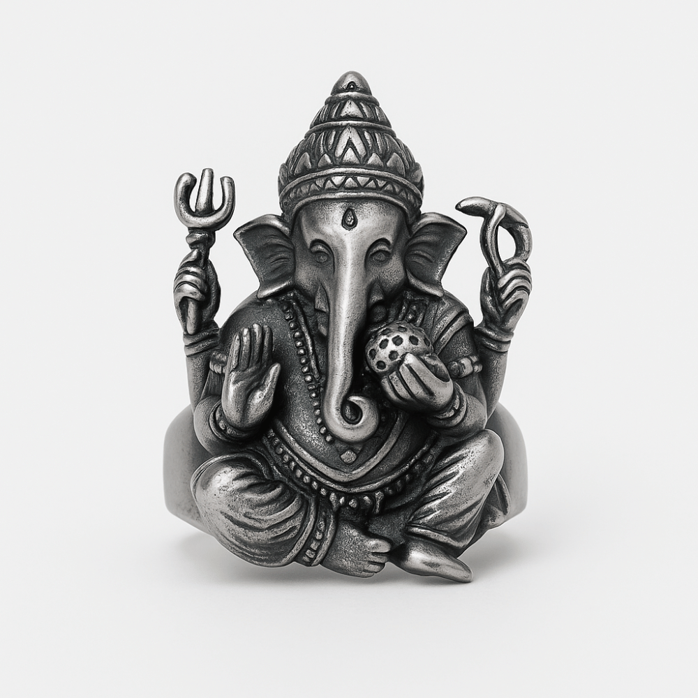 Ganesh Ring Stainless Steel Men's Buddhist Jewelry | Spiritual Hindu Symbol | Buddhive