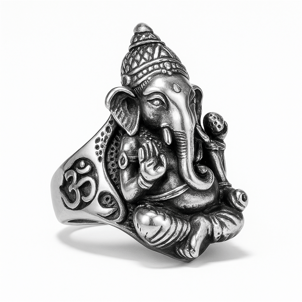 Ganesh Ring Stainless Steel Men's Buddhist Jewelry | Spiritual Hindu Symbol | Buddhive