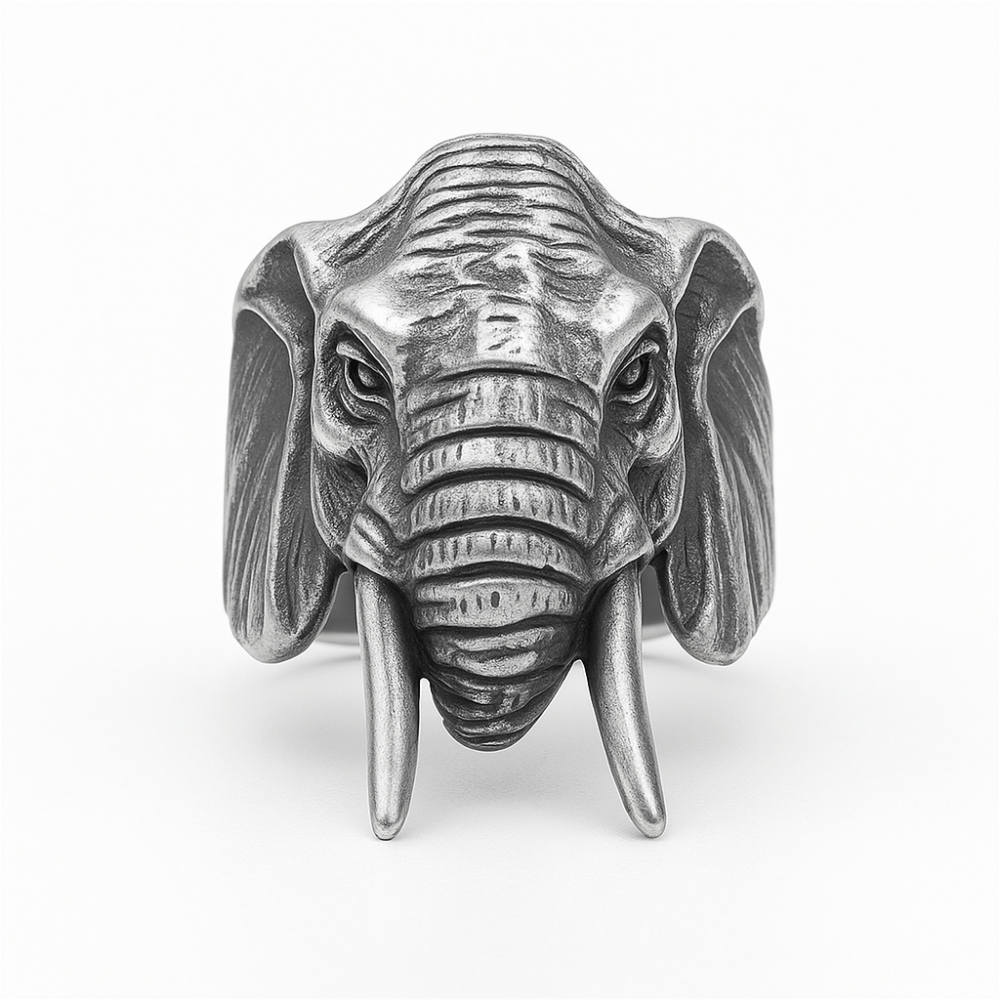 Elephant Ring Buddhist Stainless Steel Symbol | Spiritual Jewelry for Wisdom & Strength | Buddhive