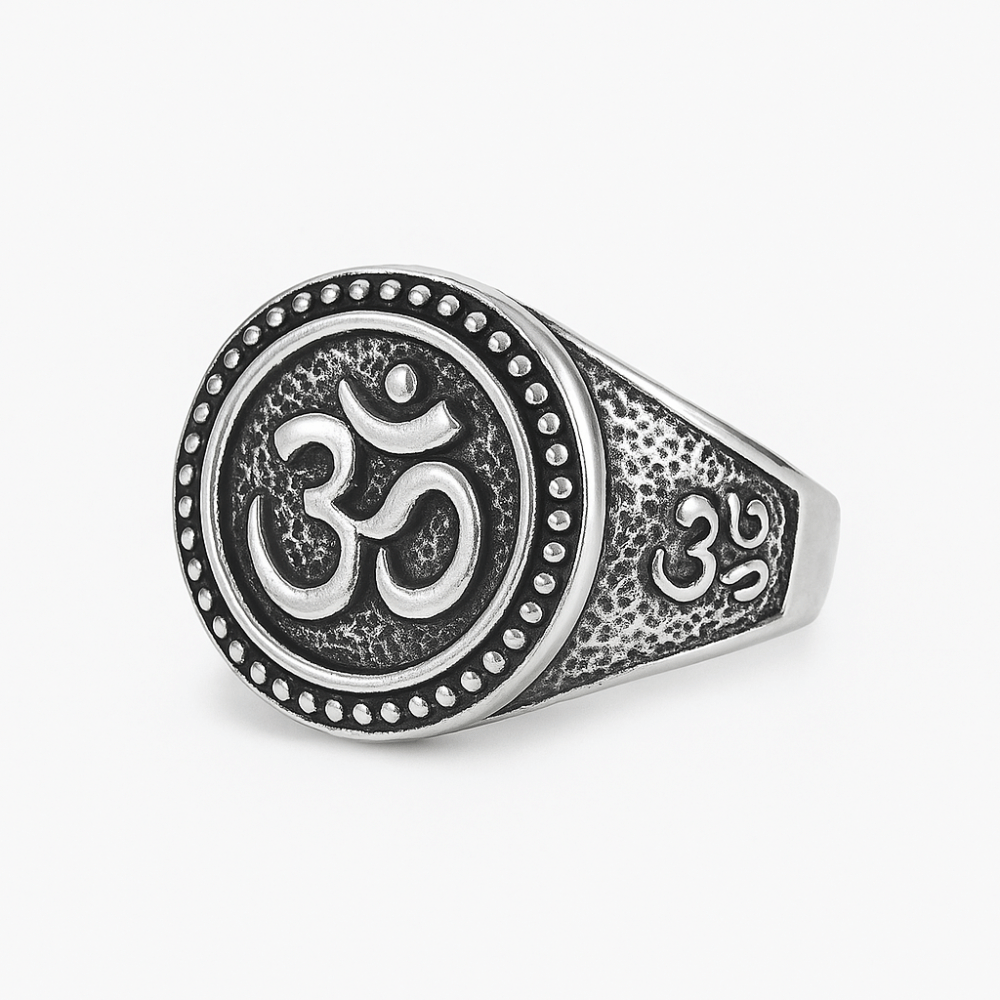 Buddhist Om Ring Sterling Silver 925 - Men's Spiritual Jewelry | Buddhive
