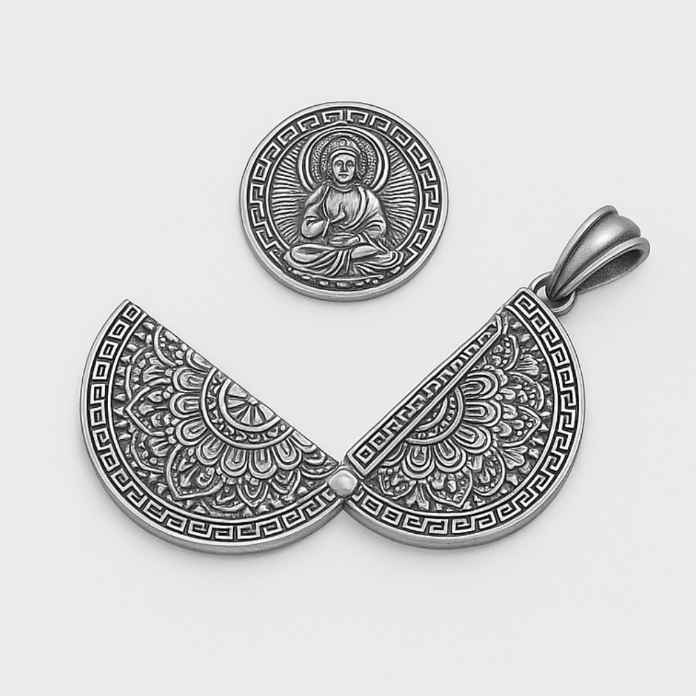Buddha Mantra Amulet Pendant - Copper Protection Necklace - Unisex Buddhist Jewelry | Buddhive
