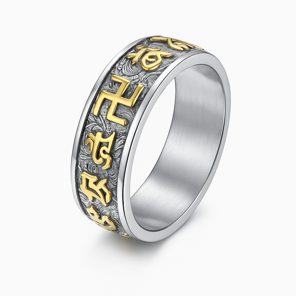 Buddhist Mantra Ring Sterling Silver - Spinner Meditation Ring for Anxiety Relief | Buddhive