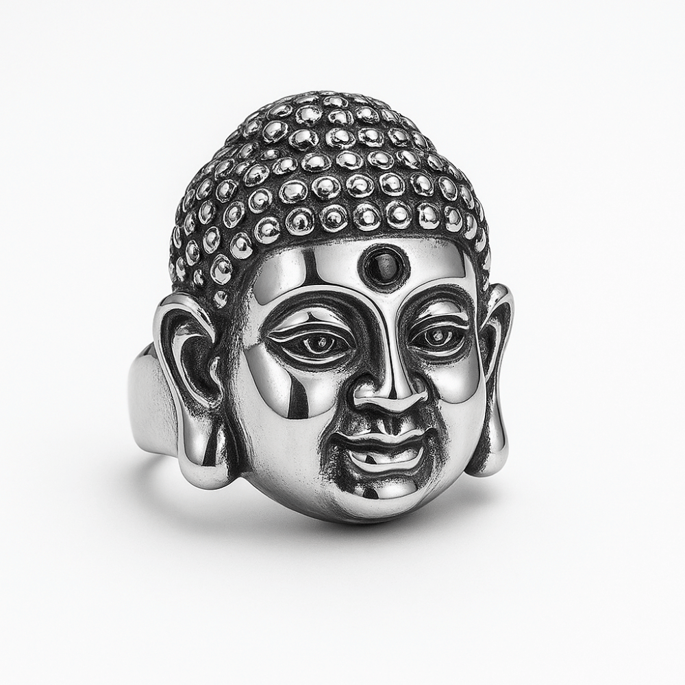 Buddhist Good Luck Ring Stainless Steel Mood Tracker | Spiritual Jewelry | Buddhive