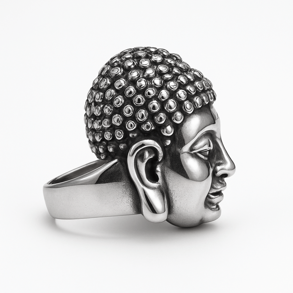 Buddhist Good Luck Ring Stainless Steel Mood Tracker | Spiritual Jewelry | Buddhive