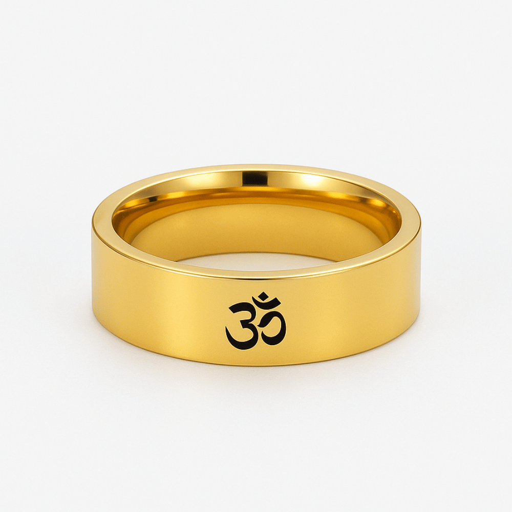 Om Ring Stainless Steel Buddhist Jewelry - Sacred Symbol Mantra Band | Buddhive