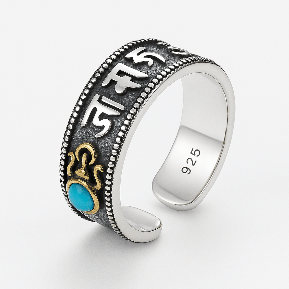 Tibetan Silver Ring 925 Sterling - Unisex Buddhist Wedding Band | Buddhive