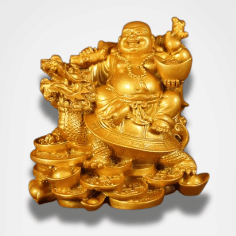 Laughing Buddha Statue Dragon Turtle Resin Figurine - Wealth & Fortune Feng Shui Decor | Buddhive