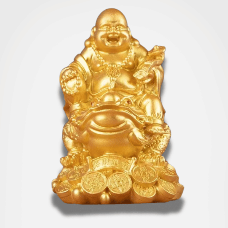 Laughing Buddha on Frog Statue - Feng Shui Wealth & Prosperity Symbol - Resin 2.8" | Buddhive