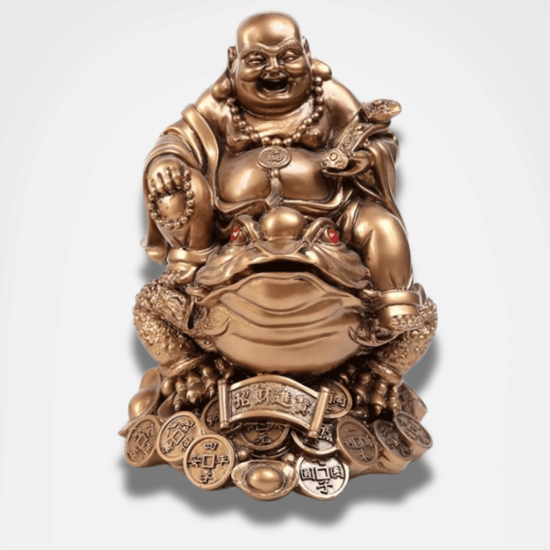 Laughing Buddha on Frog Statue - Feng Shui Wealth & Prosperity Symbol - Resin 2.8" | Buddhive