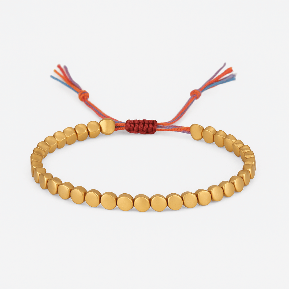 Golden Buddhist Bracelet Copper Adjustable Tibetan Style | Spiritual Jewelry | Buddhive