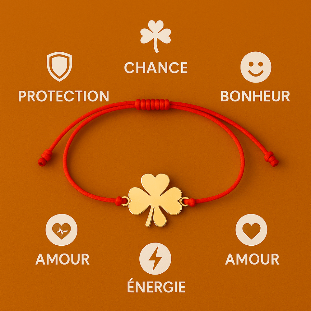 Red Lucky Bracelet String Bracelet with Four Leaf Clover Charm | Buddhive