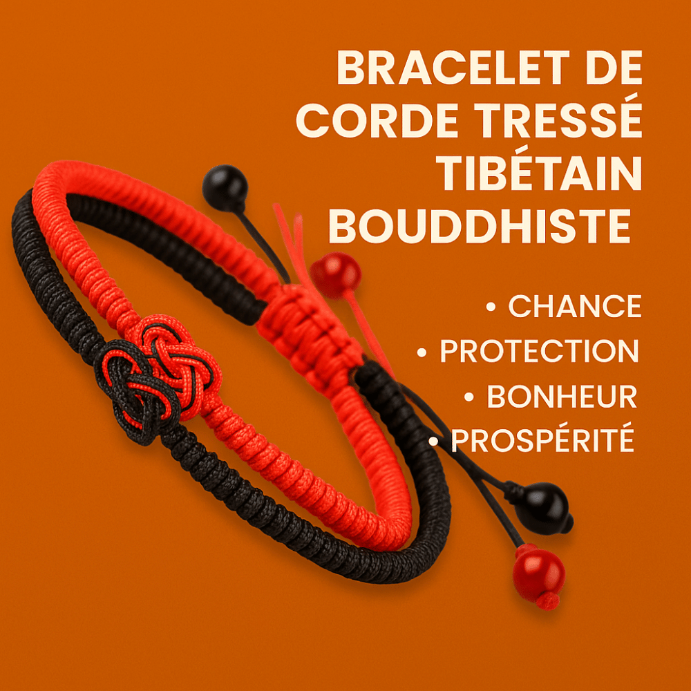 Tibetan Buddhist Braided Rope Bracelet - Handmade Cotton Cord - Red & Black | Buddhive