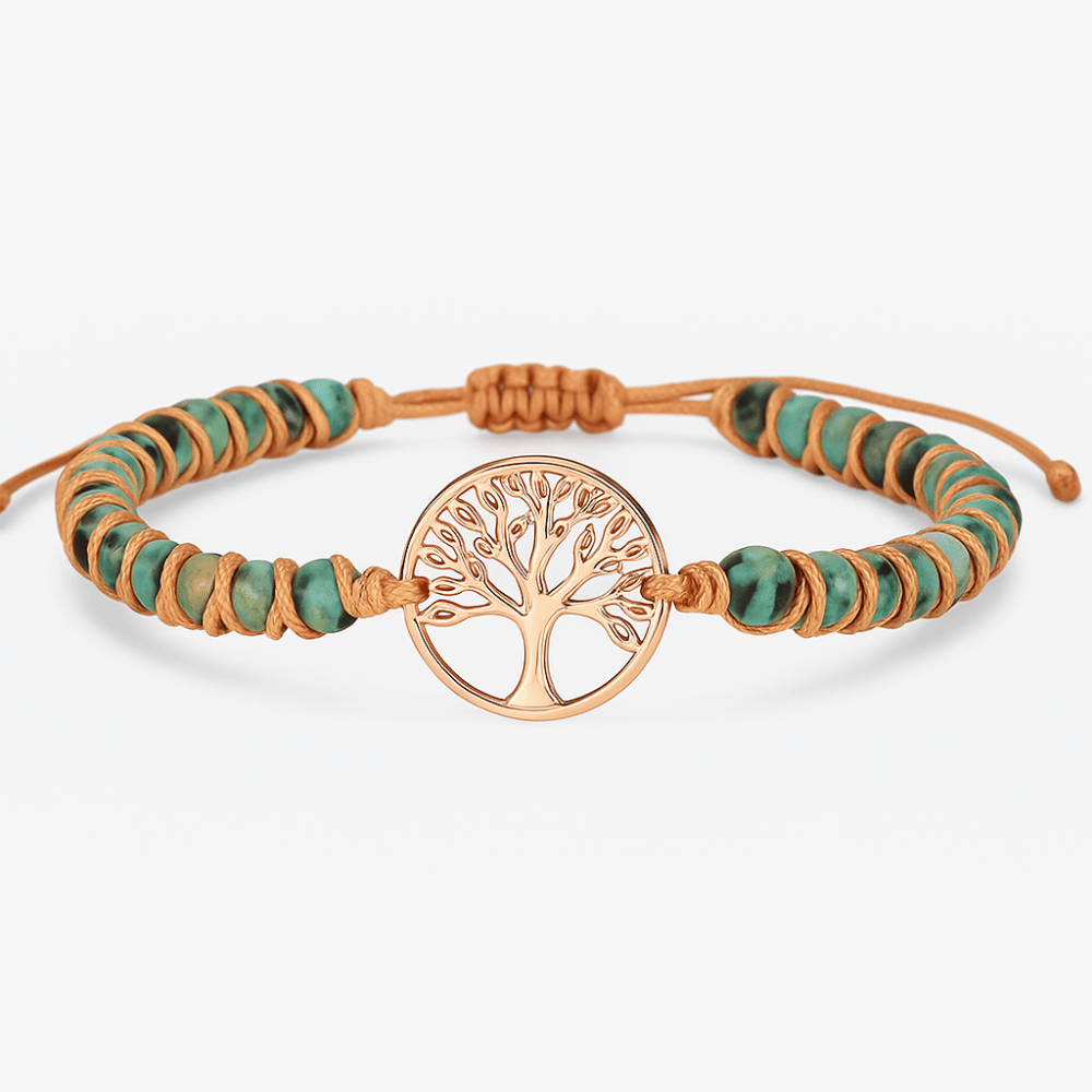 Tree of Life Bracelet African Jasper - Braided Gemstone Bracelet with Natural Stone | Buddhive