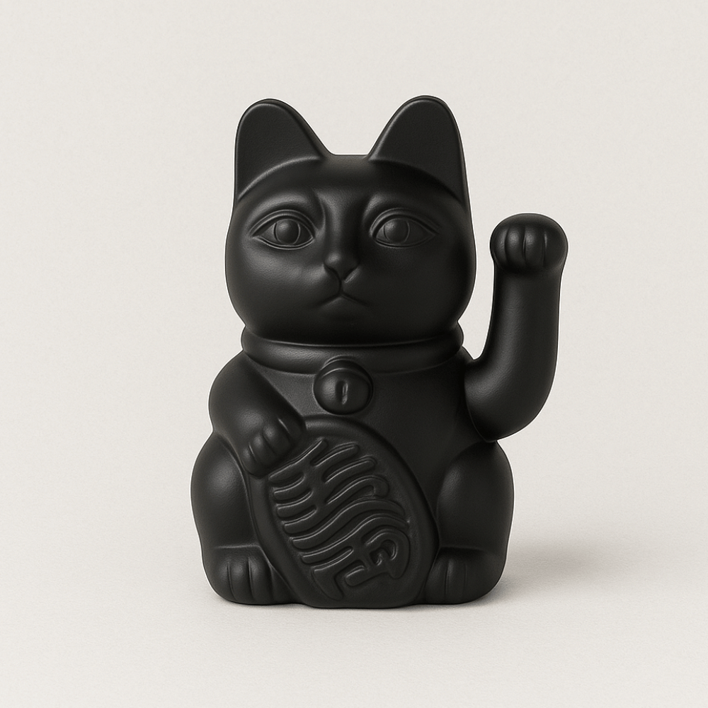 Maneki Neko Lucky Cat Ceramic Figurine - Animated Waving Paw Feng Shui Decor | Buddhive