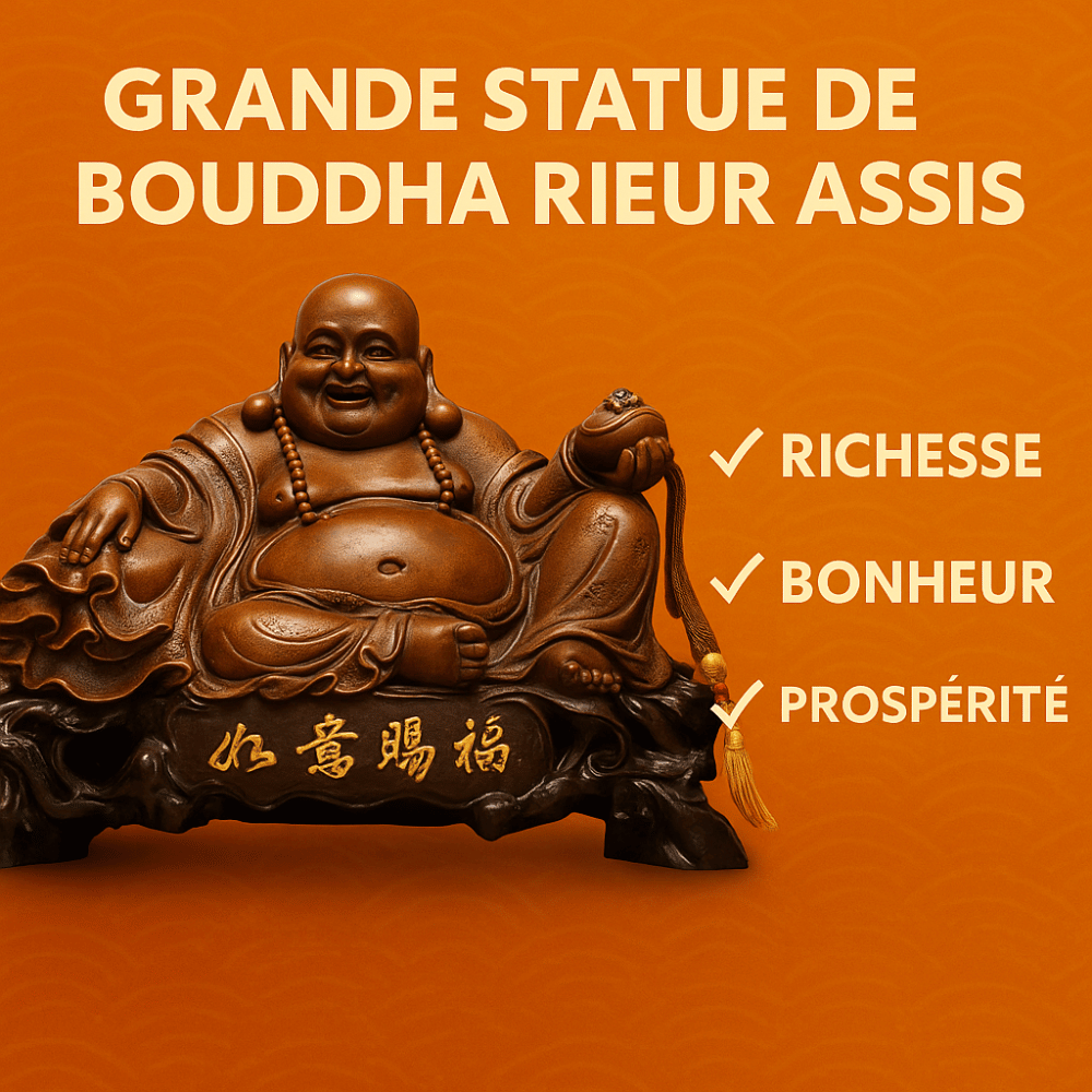 Laughing Buddha Statue Large Sitting - Hand-Crafted Resin Spiritual Decor | Buddhive