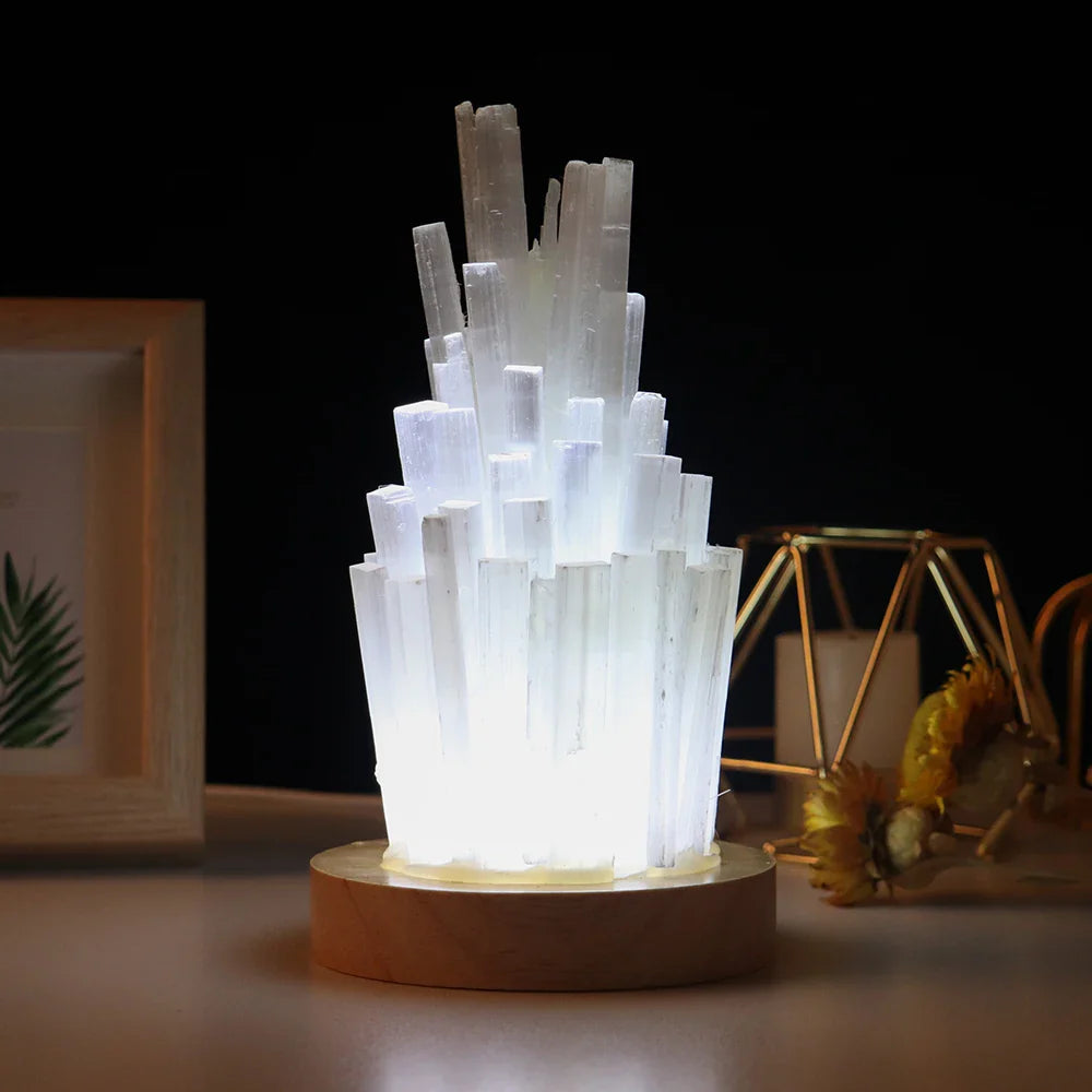 Selenite Lamp White Crystal Tower - Natural Healing Stone Light for Zen Decor & Meditation | Buddhive