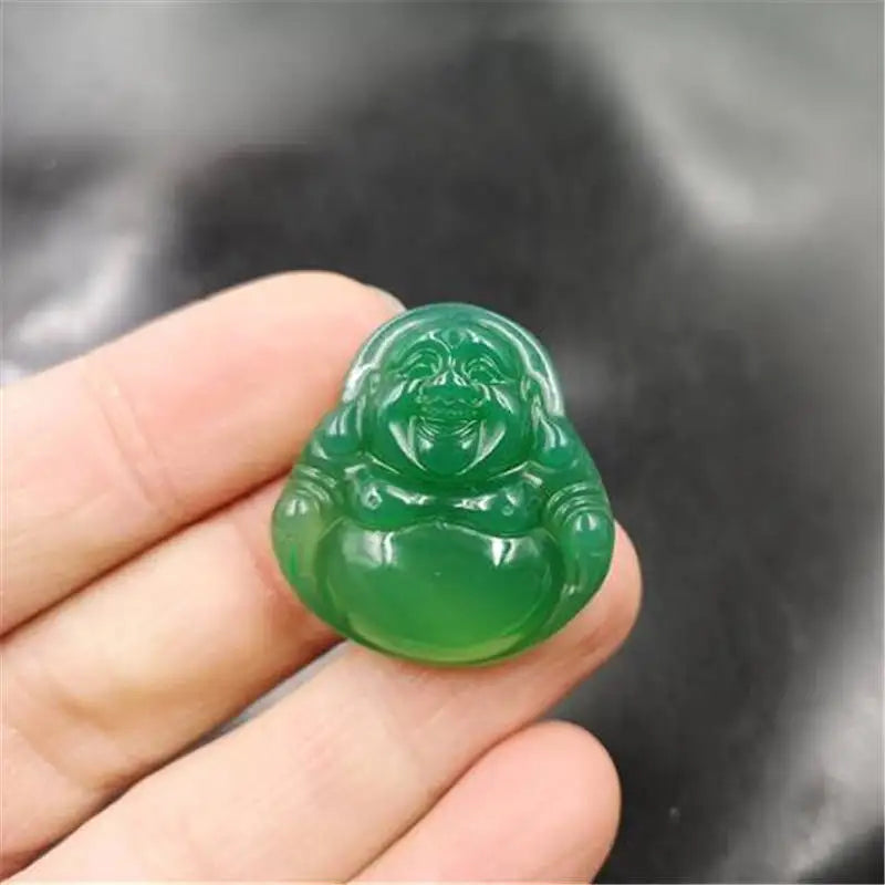 Green Buddha Amulet Carnelian Stone - Handcrafted Buddhist Protection Pendant | Buddhive