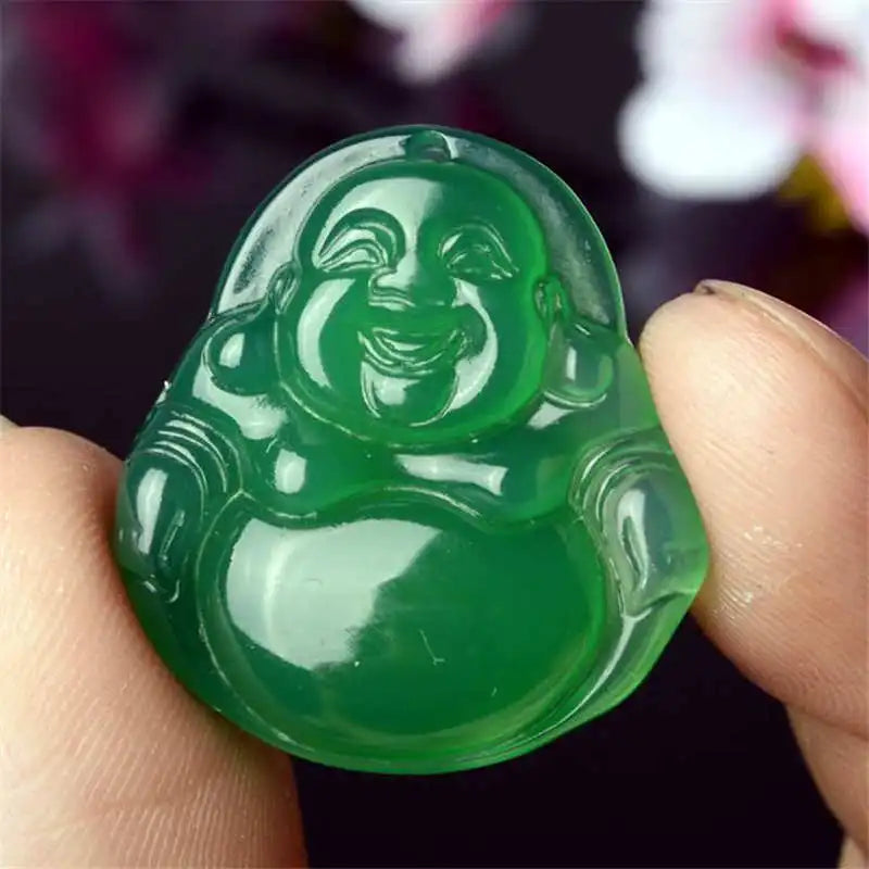 Green Buddha Amulet Carnelian Stone - Handcrafted Buddhist Protection Pendant | Buddhive