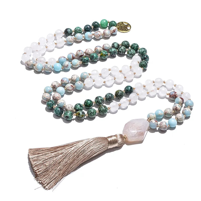 African Jade Necklace & Bracelet Set - Natural Stone Buddhist Jewelry | Buddhive