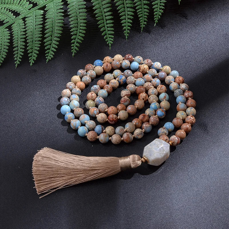 Tibetan Mala Beads Multi-Stone 108 Prayer Necklace - Natural Gemstone Meditation Japamala | Buddhive