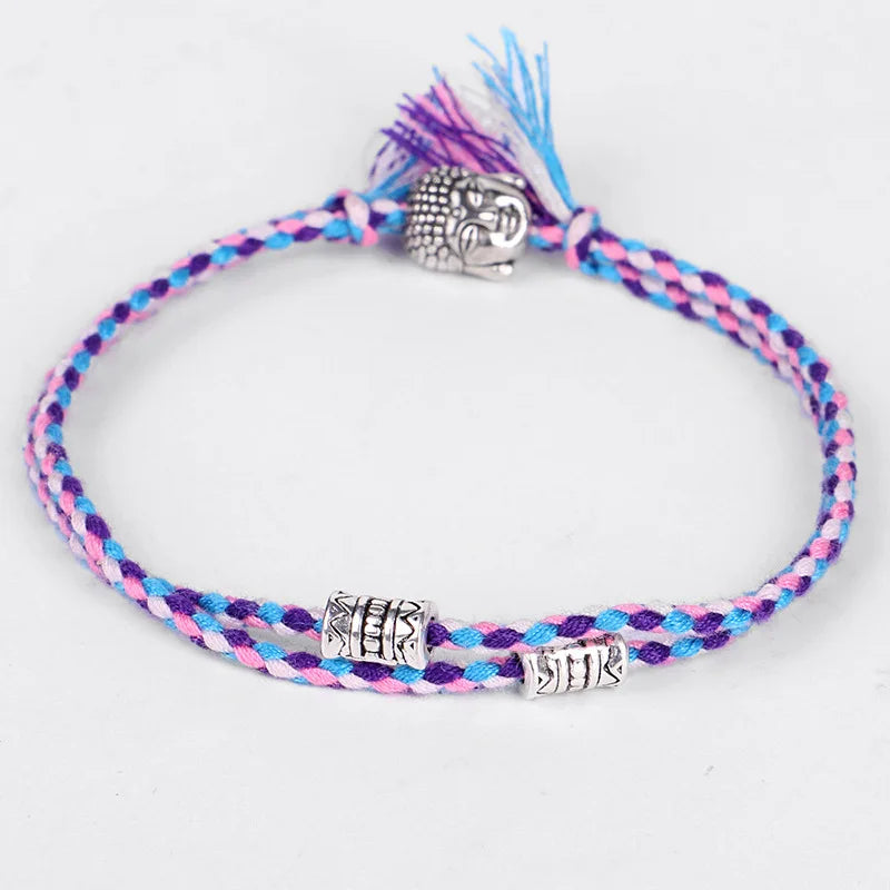 Buddha Head Bracelet Woven Cotton | Adjustable Buddhist Meditation Bracelet | Buddhive