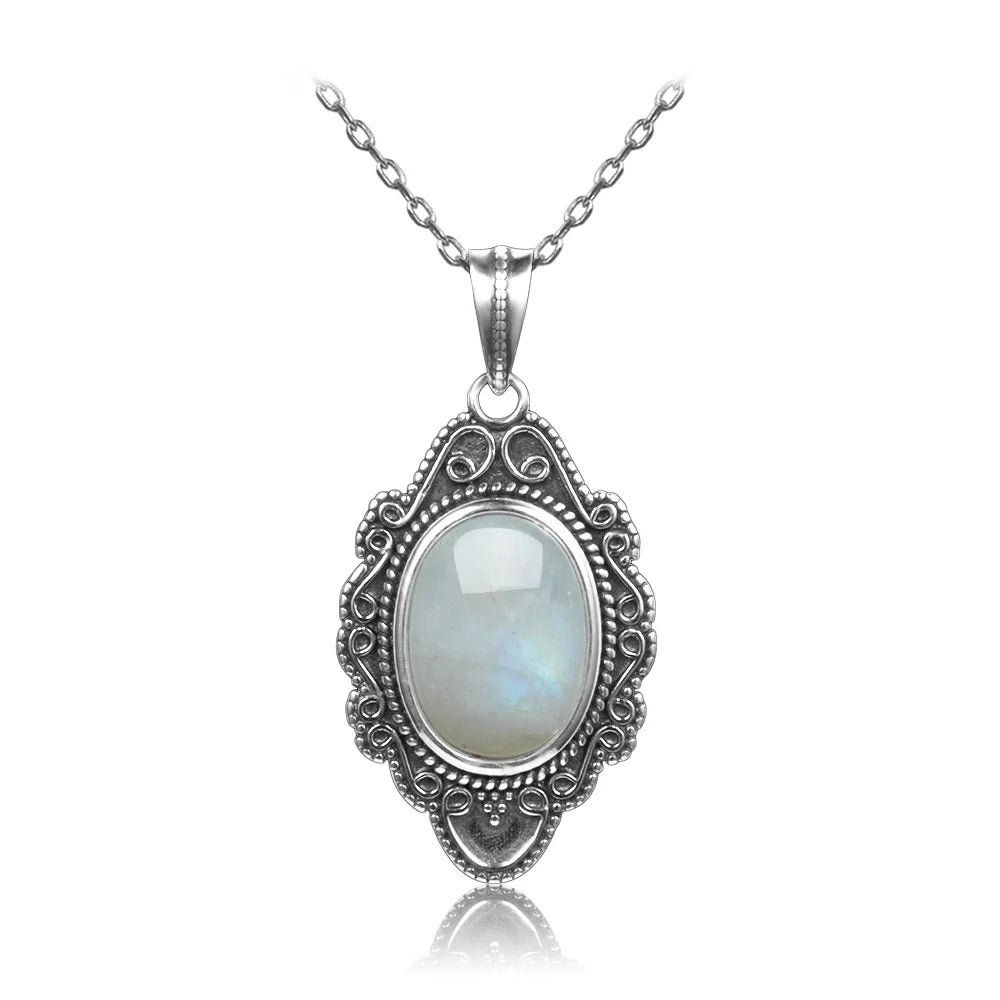 Moonstone Necklace Sterling Silver - Natural Gemstone Pendant for Balance & Intuition | Buddhive