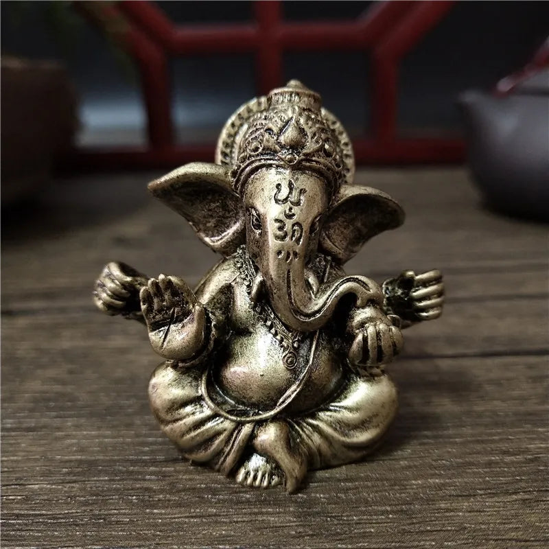 Ganesh Statue Resin Bronze Finish - Handcrafted Hindu Elephant God Figurine | Buddhive