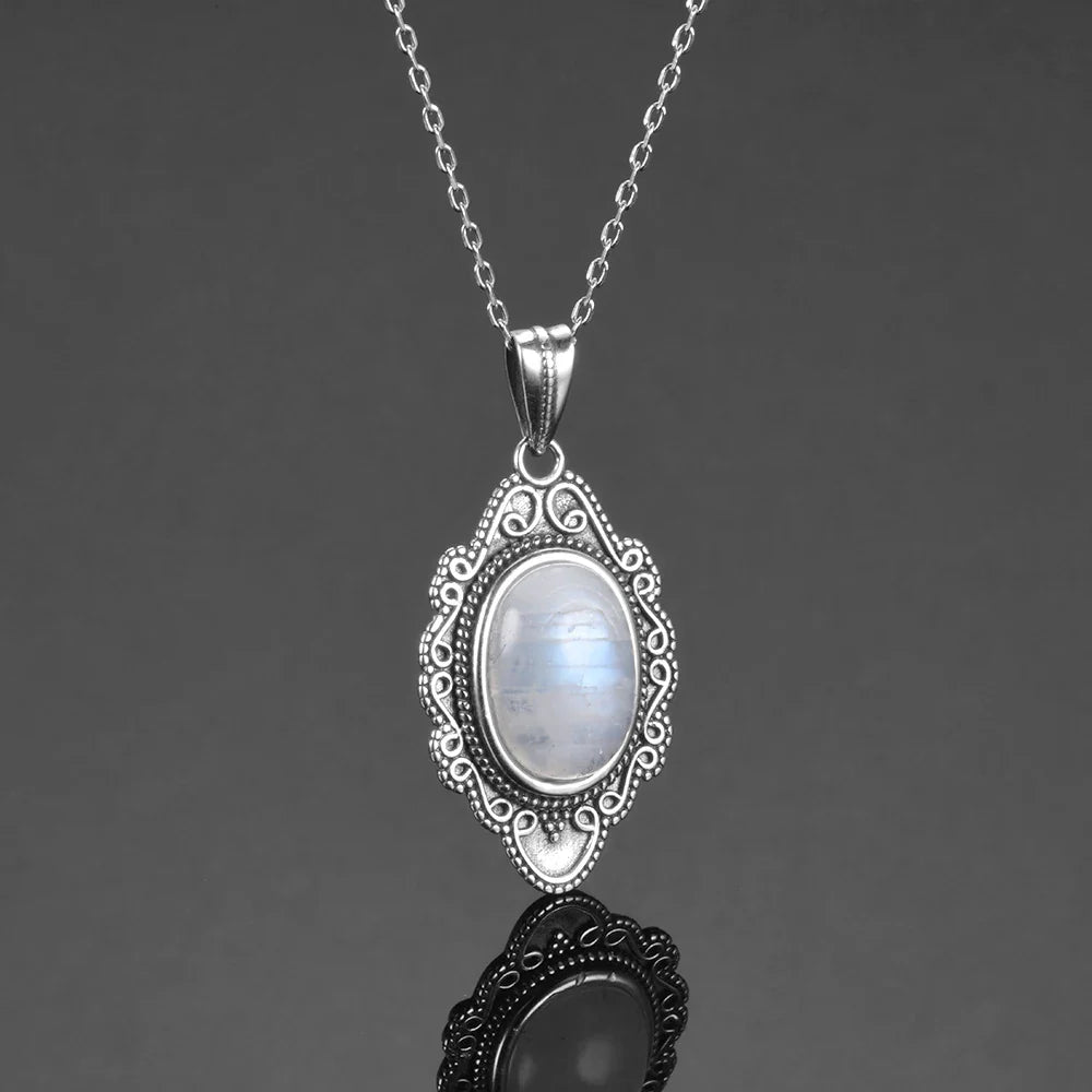Moonstone Necklace Sterling Silver - Natural Gemstone Pendant for Balance & Intuition | Buddhive